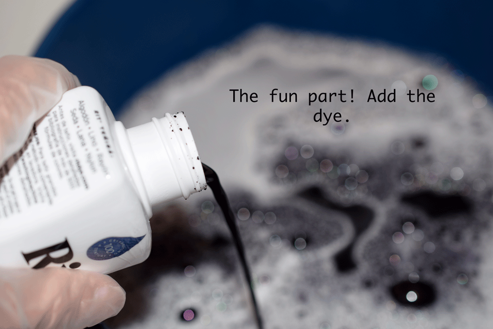 Grab those rubber gloves and add the dye. 