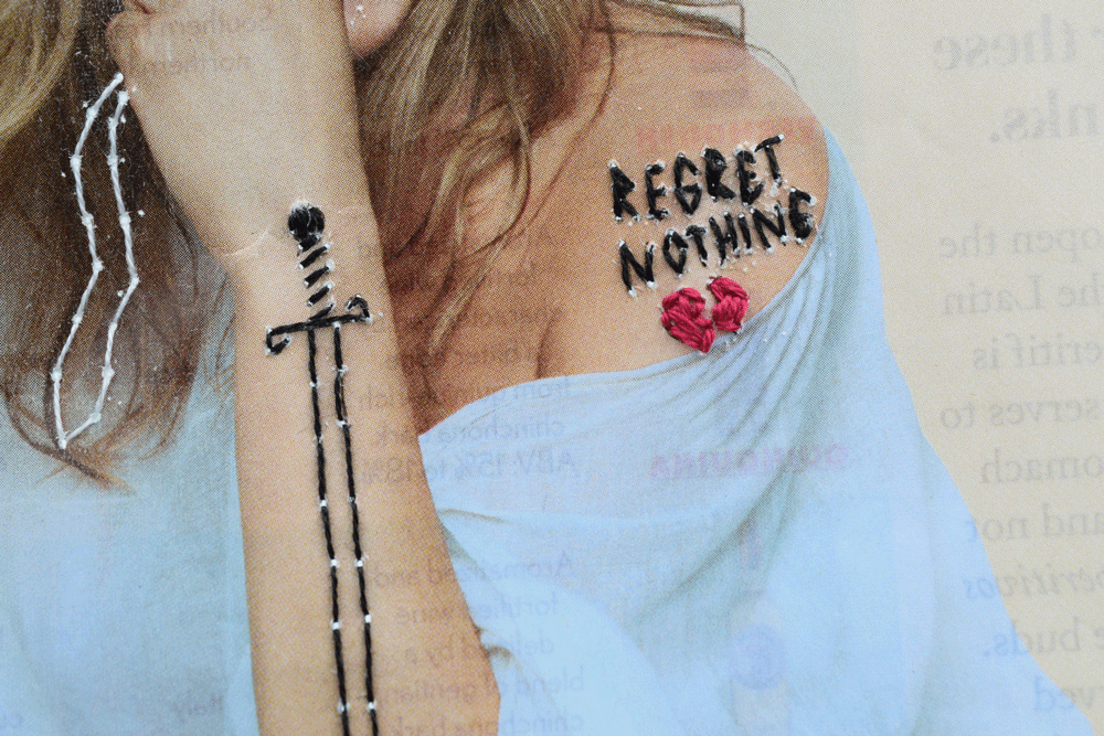 "Regret Nothing" except maybe these unfortunate tattoo choices.