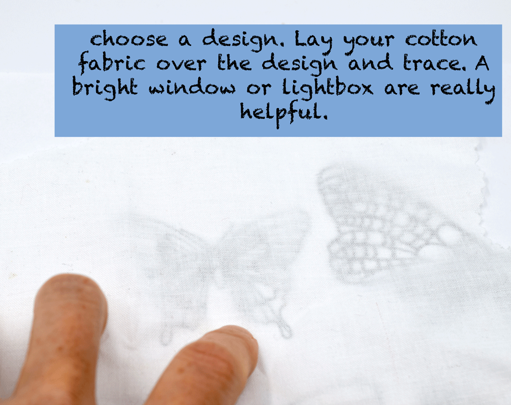 In the above example I choose a butterfly design from my shop HERE . When you are choosing a design, it is a good idea to pick smaller 'patch-sized' designs that range from 1-4 inches.