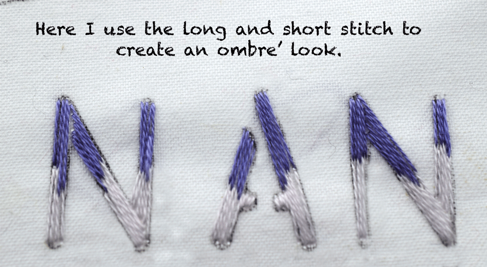Use the LONG AND SHORT STITCH to create an ombre' effect.