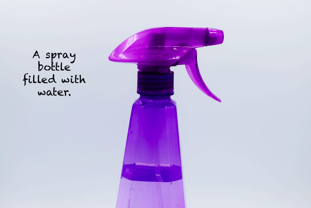 Get an empty spray bottle and fill it with water. Make sure the spray bottle has a mist option.