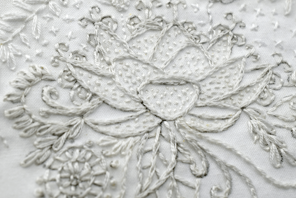 You can see a lot of the pencil underneath the stitching so ran this through the wash.
