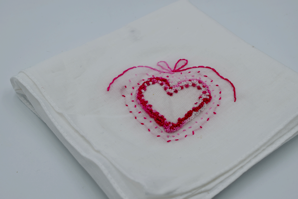 Personalize a white handkerchief or napkin. They are great tucked in with a gift or even to wrap something with. Add initials or an “I LOVE YOU” to really make it special.