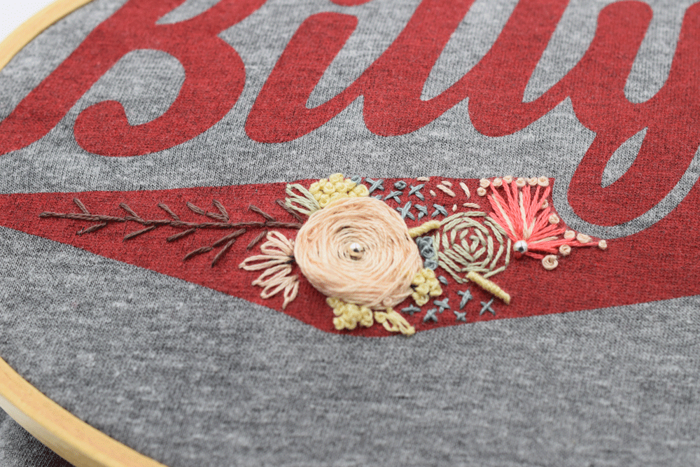 Close-up of the stitches.
