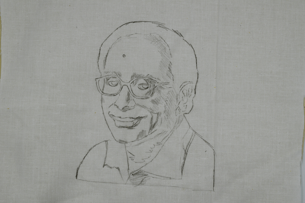 I cut a matching piece of fabric to place behind this piece to act as a stabilizer.