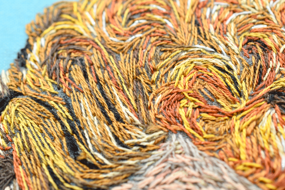 There were SO many colors and directions and I used one thread (of the six stranded thread) to create the portraits.