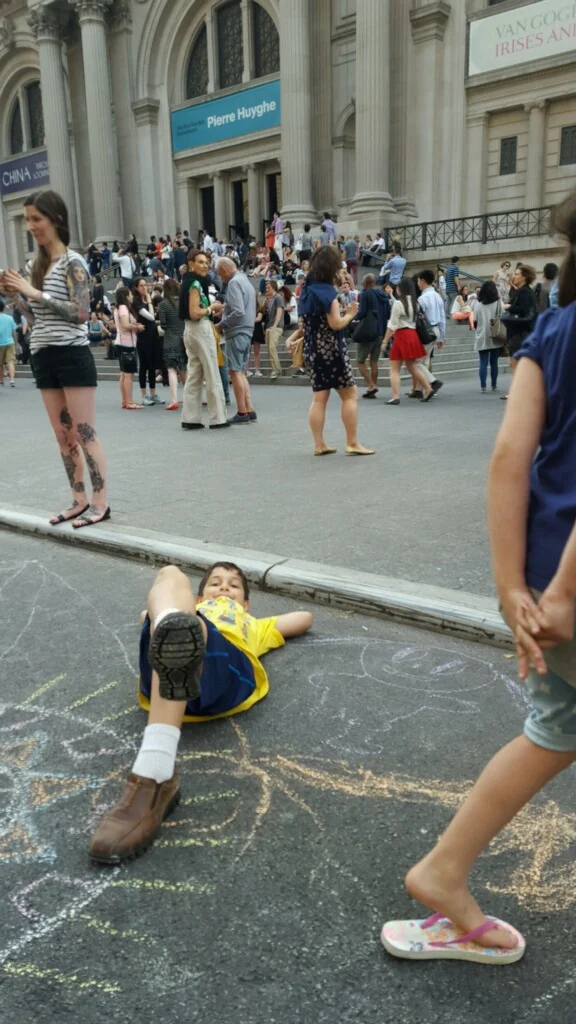 Miles and Puppy on sidewalk_0.jpg