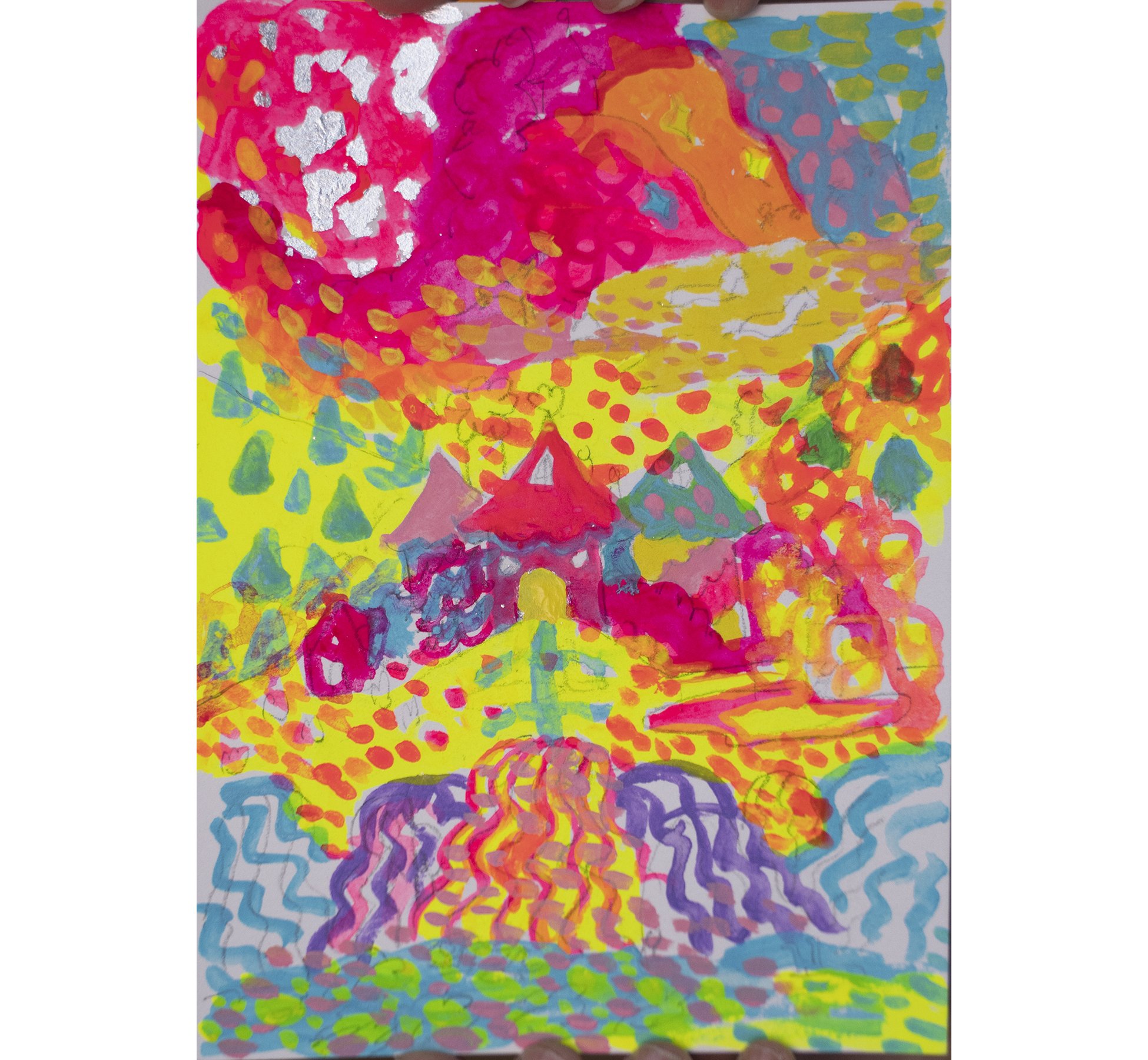 A Middle Kingdom, acrylic and foil on paper, 5x7", 2021