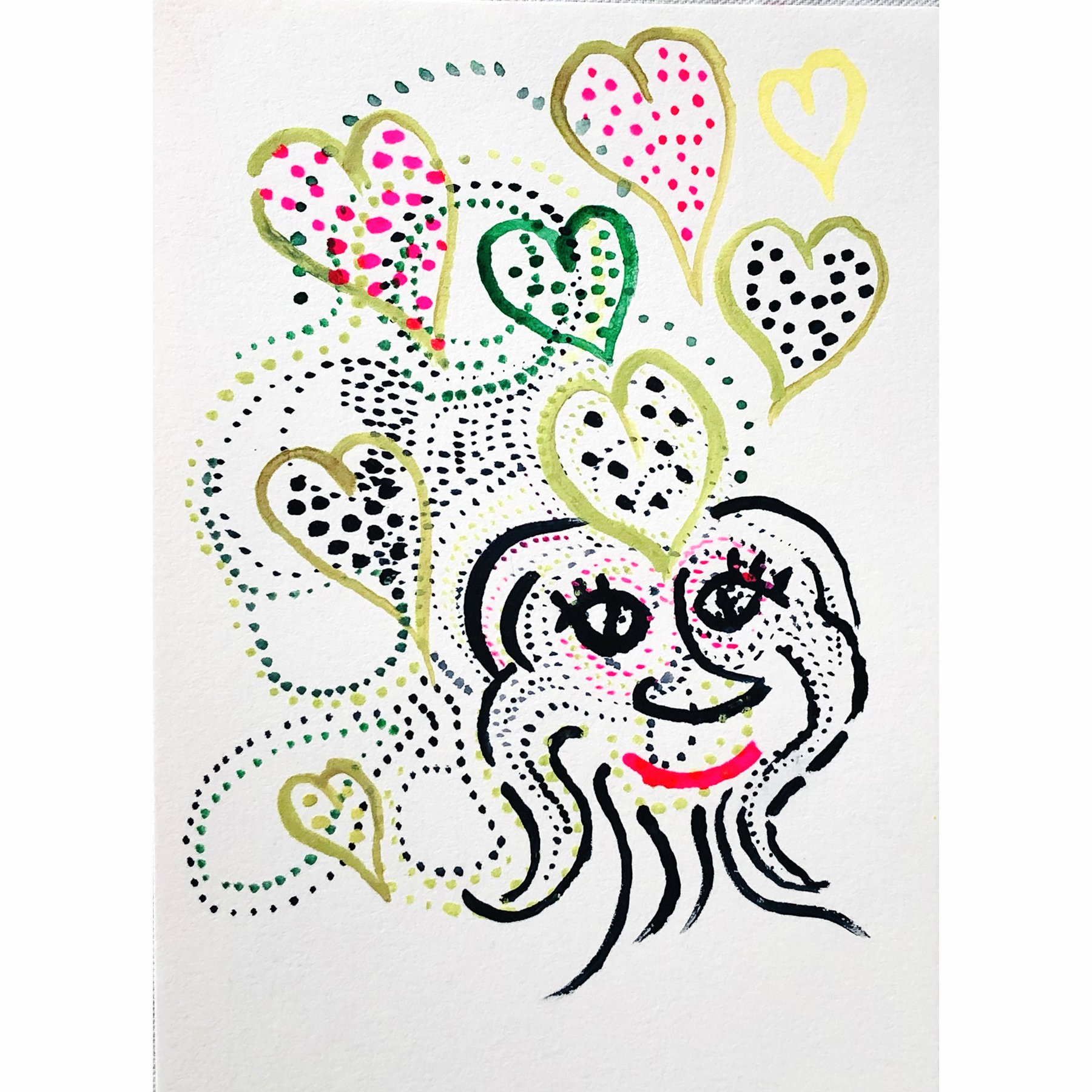 The Little Pea Lion, acrylic on watercolor paper. 5x7" 2023