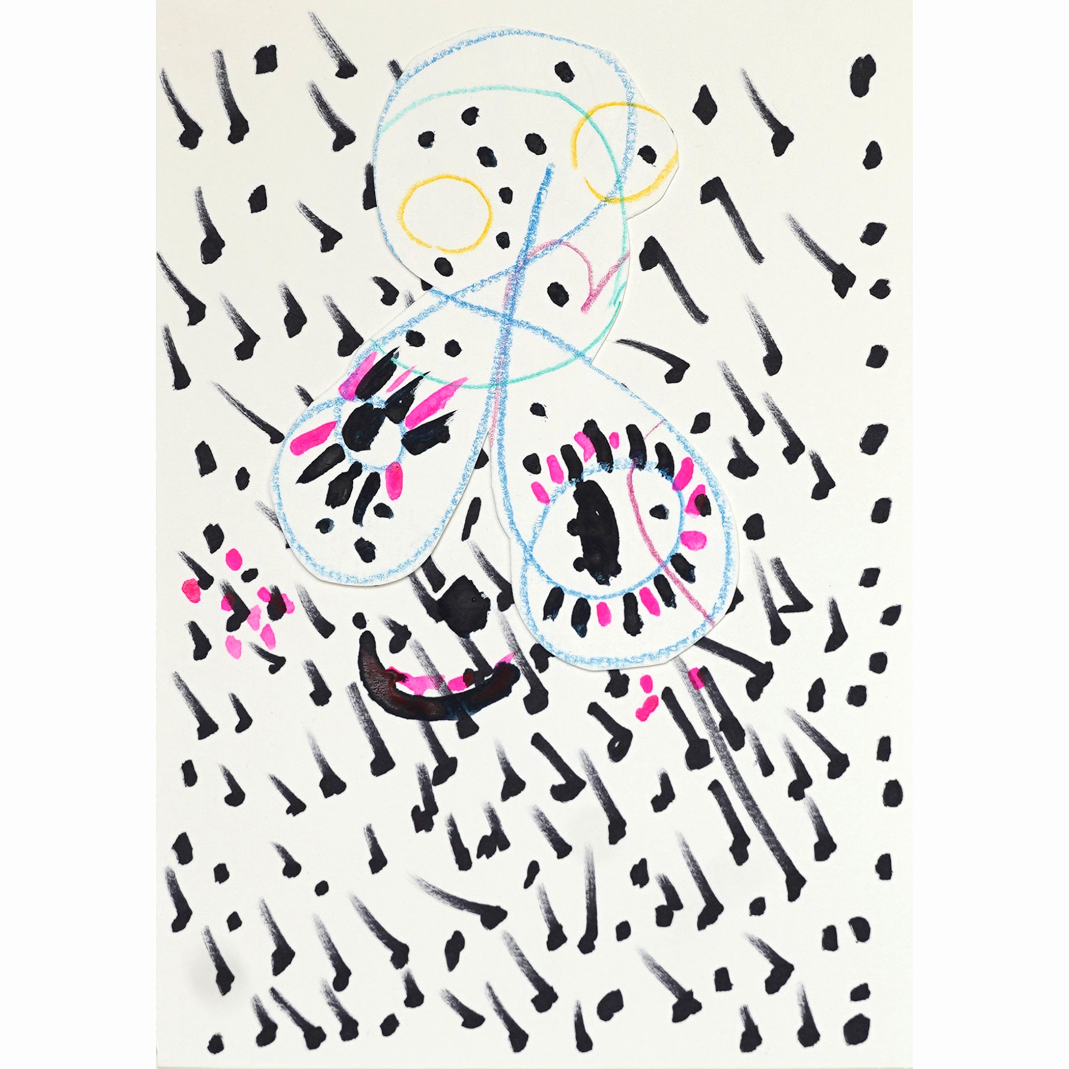 Madge Gill Eyes, cut paper, 5x7", 2023