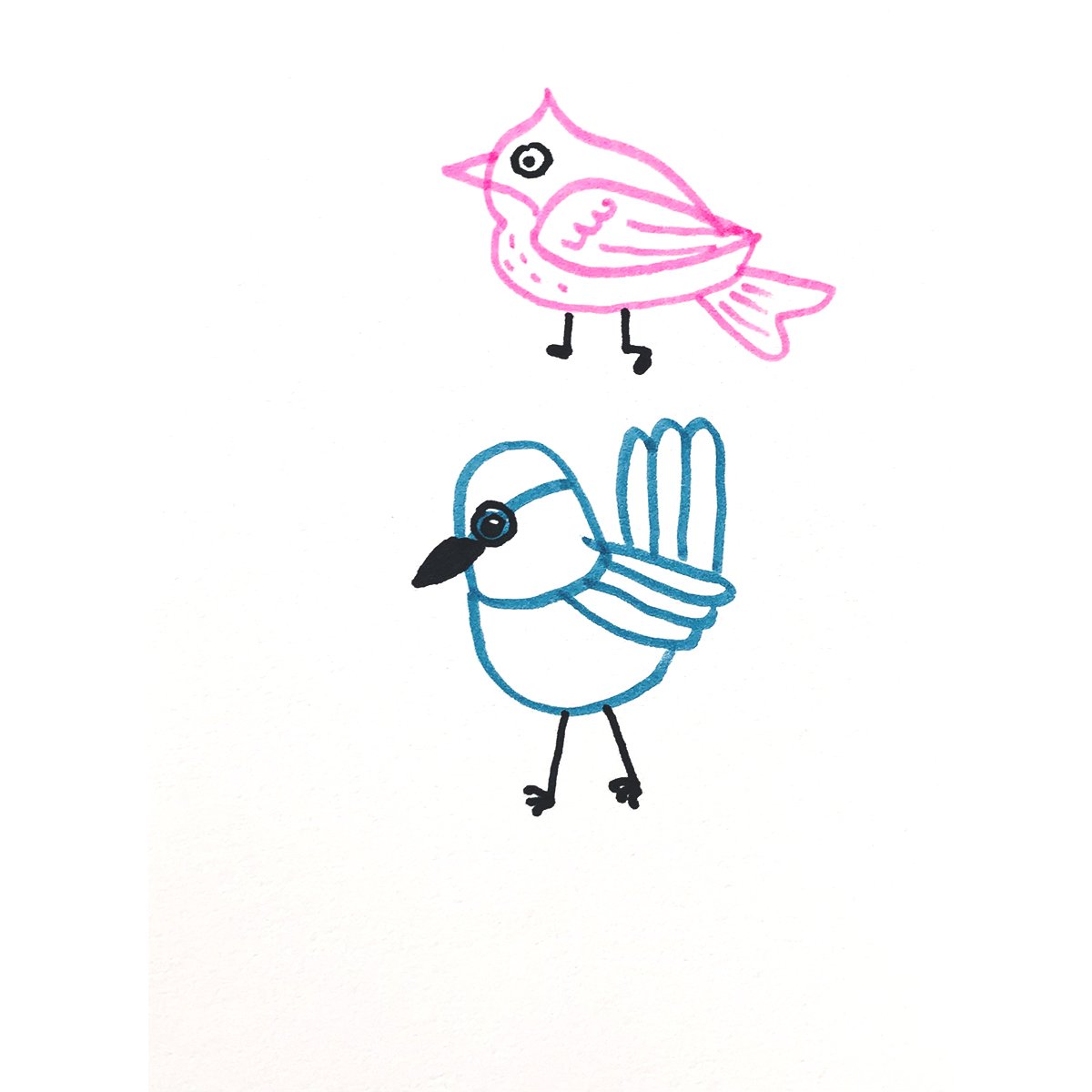 Find Me, marker on watercolor paper, 5x7", 2023