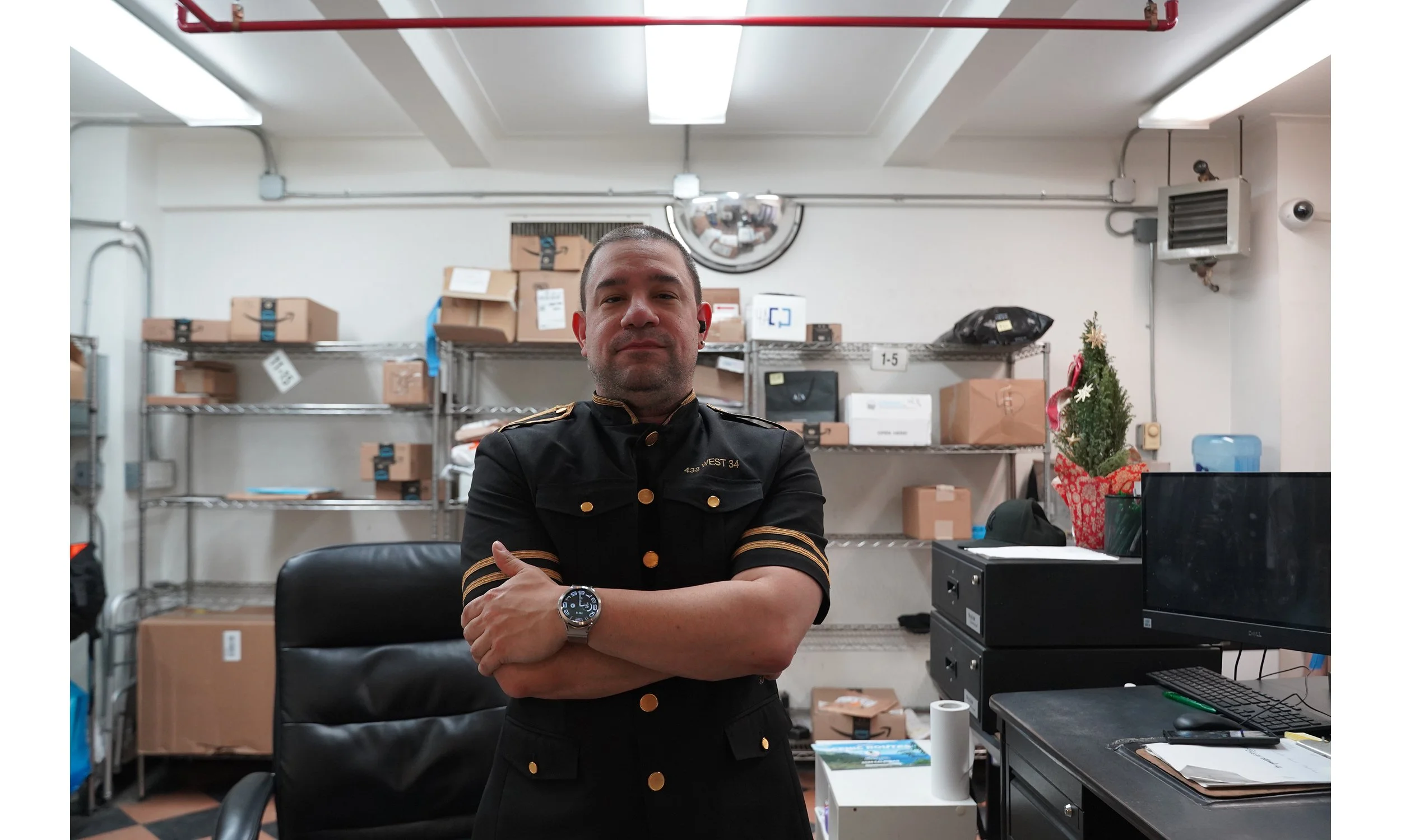 Jason guards the packages.