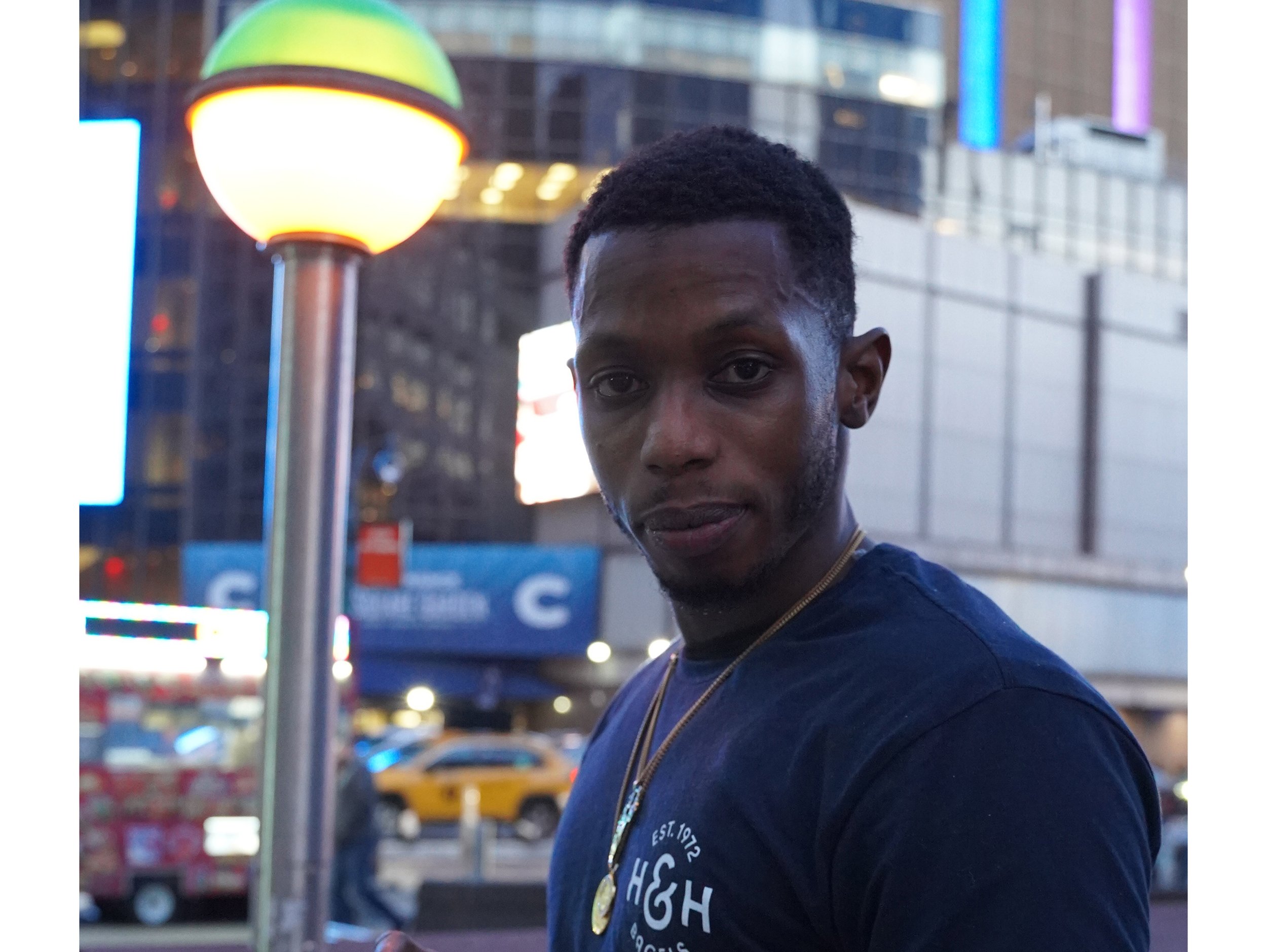 This man stands in front of Madison Square Garden- where all of us succumb to a glorious mix and flow.