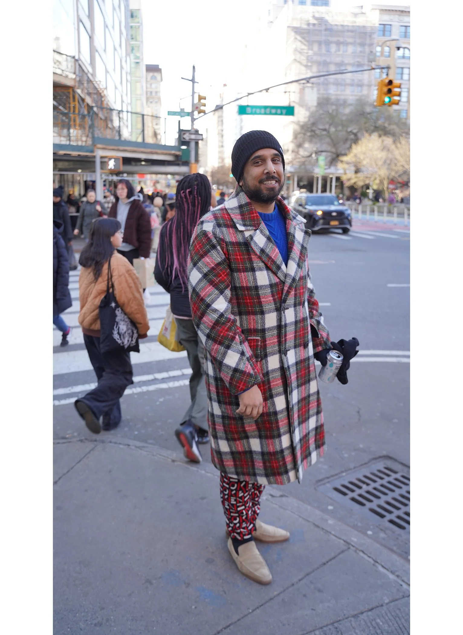 When we were in the suburbs, we would go out like this to grab the paper off the dewey lawn. 