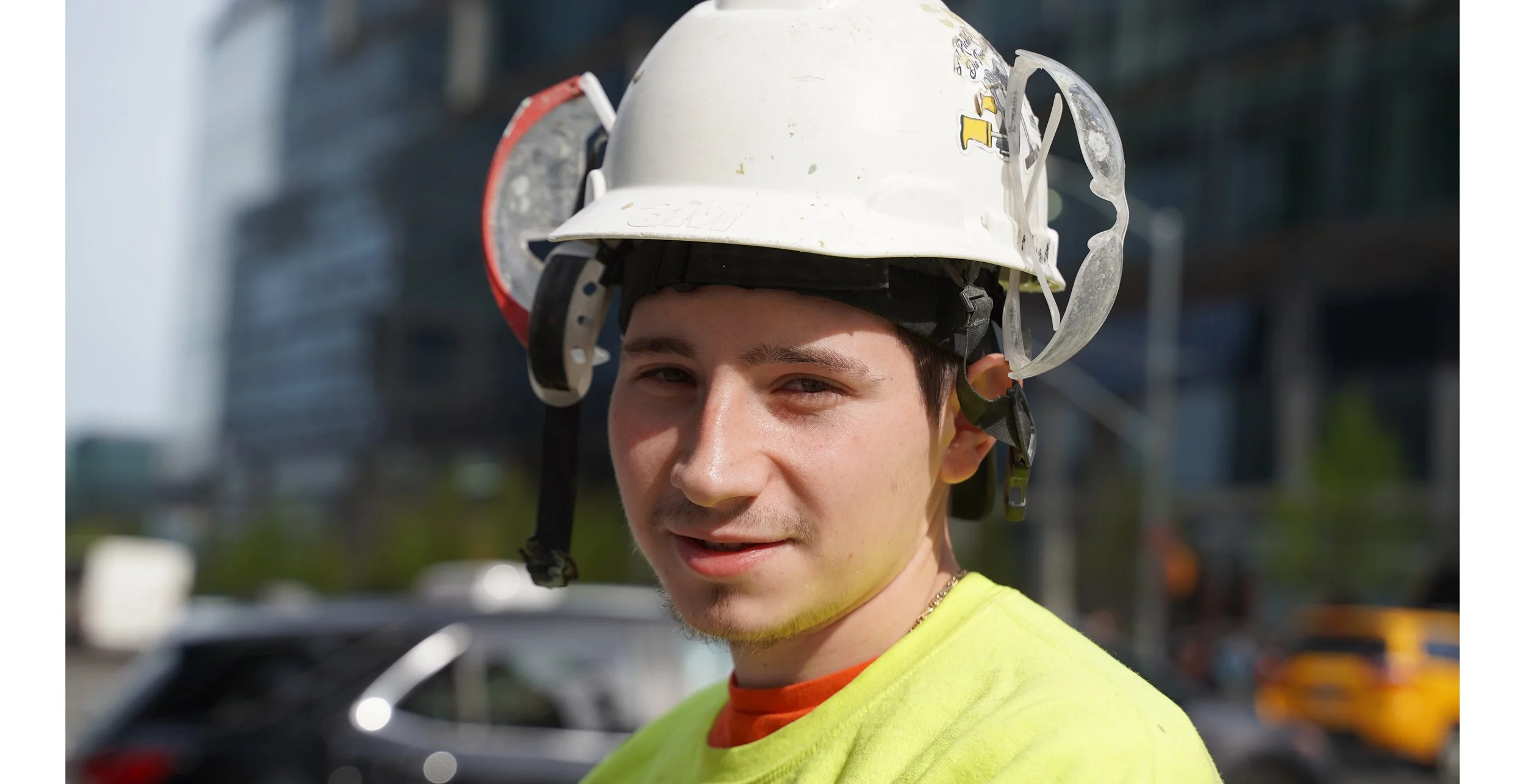 We were both in the street crossing opposite ways. He was pushing two buckets of fresh concrete. Thanks for building a beautiful neighborhood!