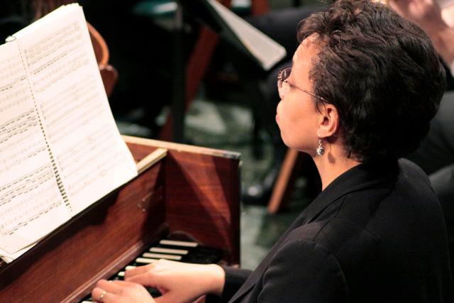 At the harpsichord for a Messiah performance at Trinity Cathedral, Cleveland. Photo credit: Sam Hubish