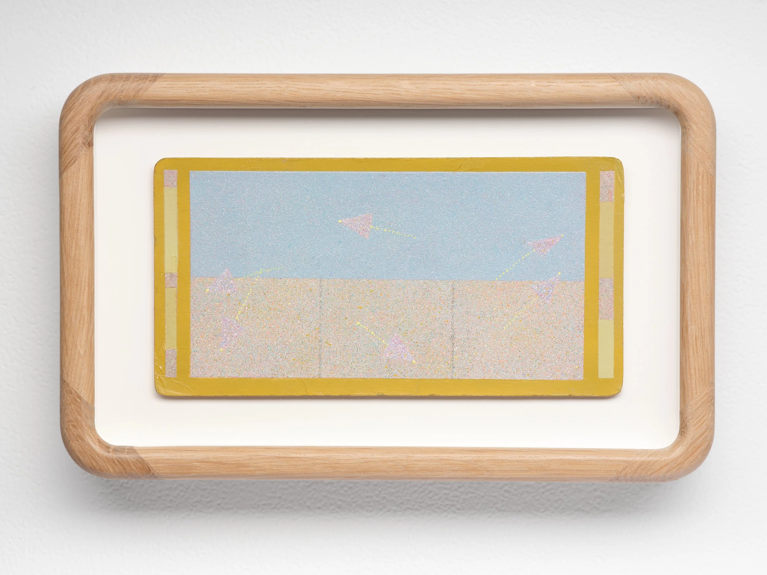   Attentional Field   2026. Acrylic on antique stereocard · 3 × 7 inches · 9.25 × 5.75 inches framed  Sold 