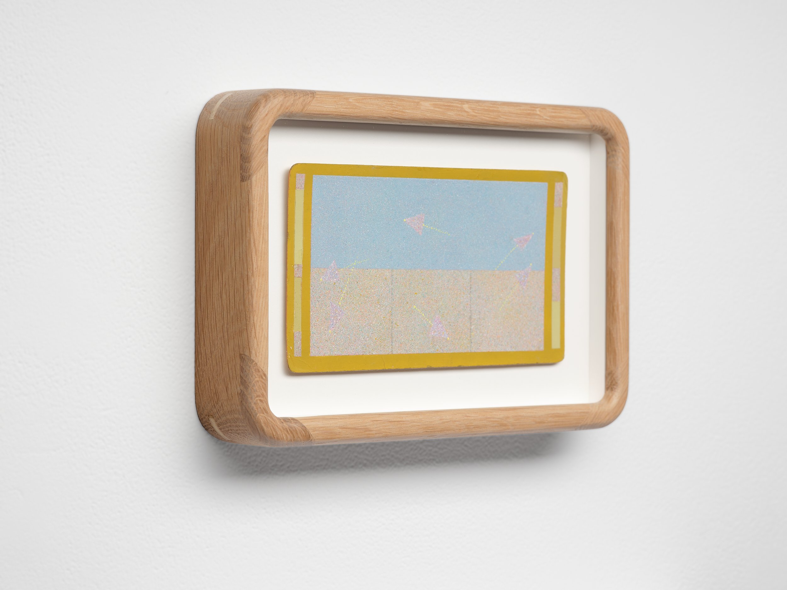   Attentional Field   2026. Acrylic on antique stereocard · 3 × 7 inches · 9.25 × 5.75 inches framed  Sold 