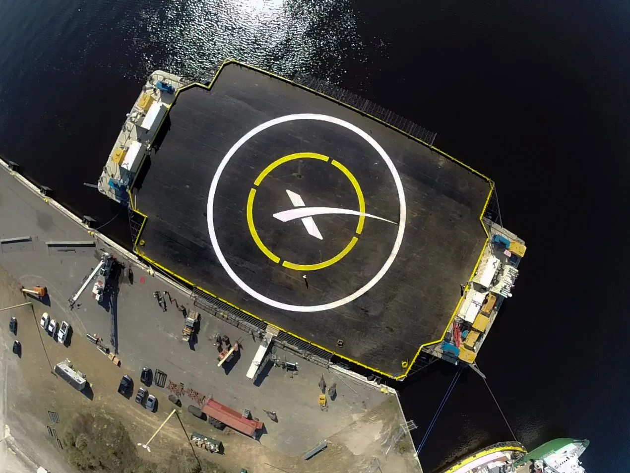 The SpaceX autonomous ocean drone platform Image Credit: SpaceX