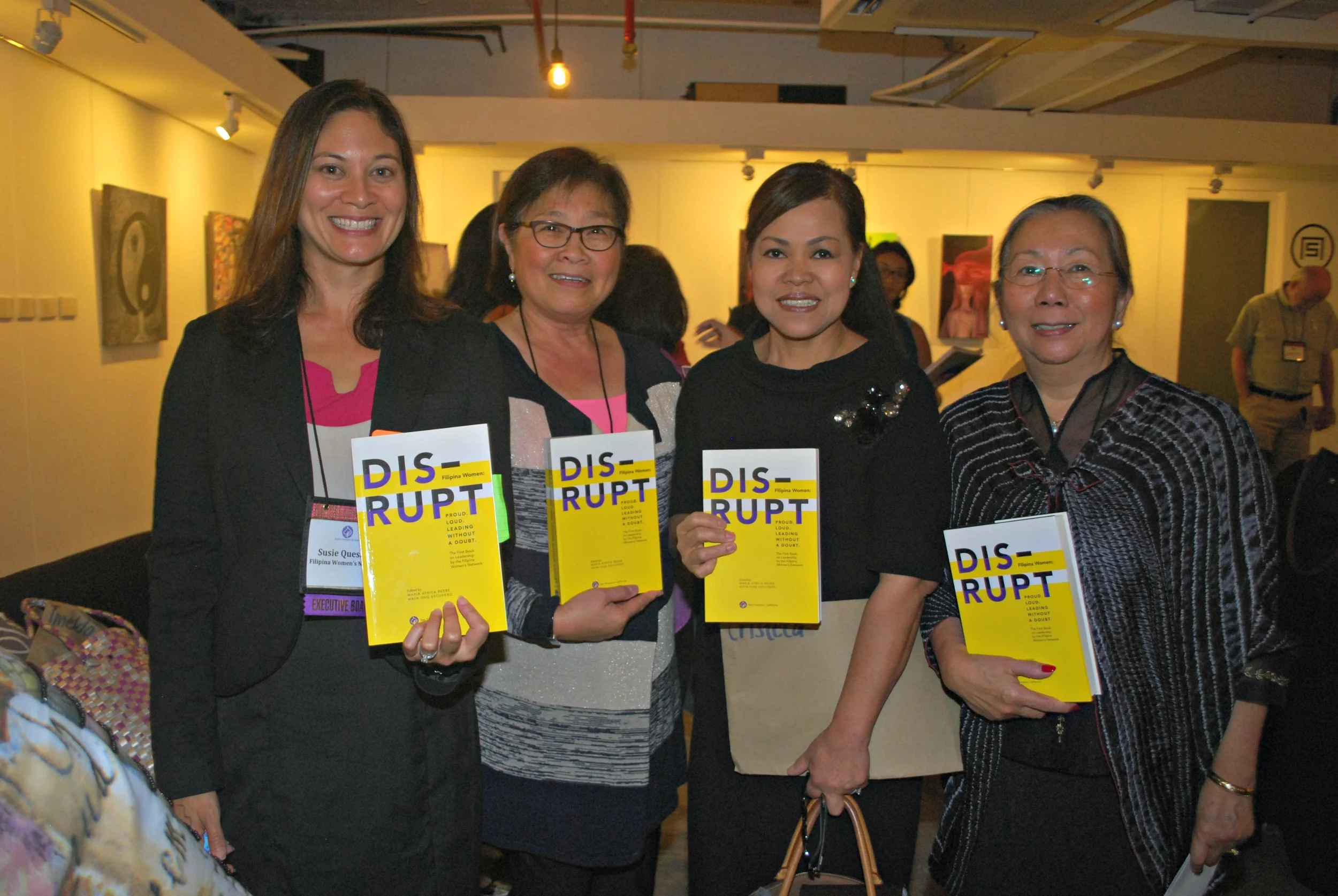 From left: Susie Quesada, FWN President and President of Ramar Foods International; Maya Escudero, “DISRUPT” managing editor and FWN board member; Cris Comerford, Executive Chef of The White House; and Maria Beebe, “DISRUPT” chief editor and FWN board member. At the book launch and press conference for “DISRUPT. Filipina Women. Proud. Loud. Leading Without A Doubt.” on October 6, 2014. (Photo by Jonathan Largadas)