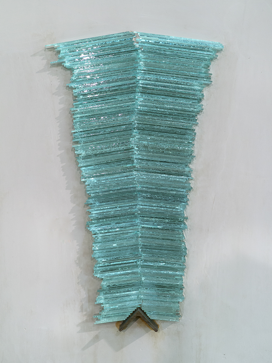 Thunderstuck 1 (detail) 2015 plaster, plate glass, angle iron, stone