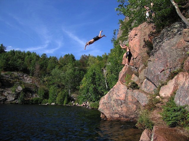 Diving at North Bay, Paudash Lake, by Chris Gualtieri