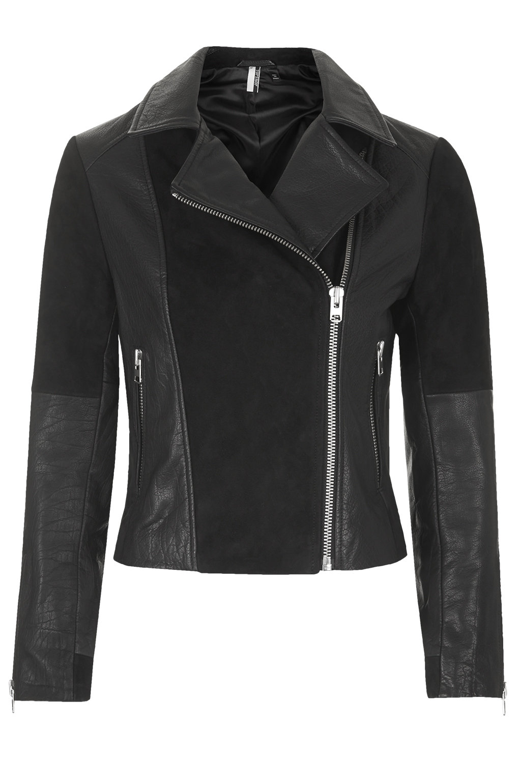 LEATHER AND SUEDE PANEL BIKER JACKET