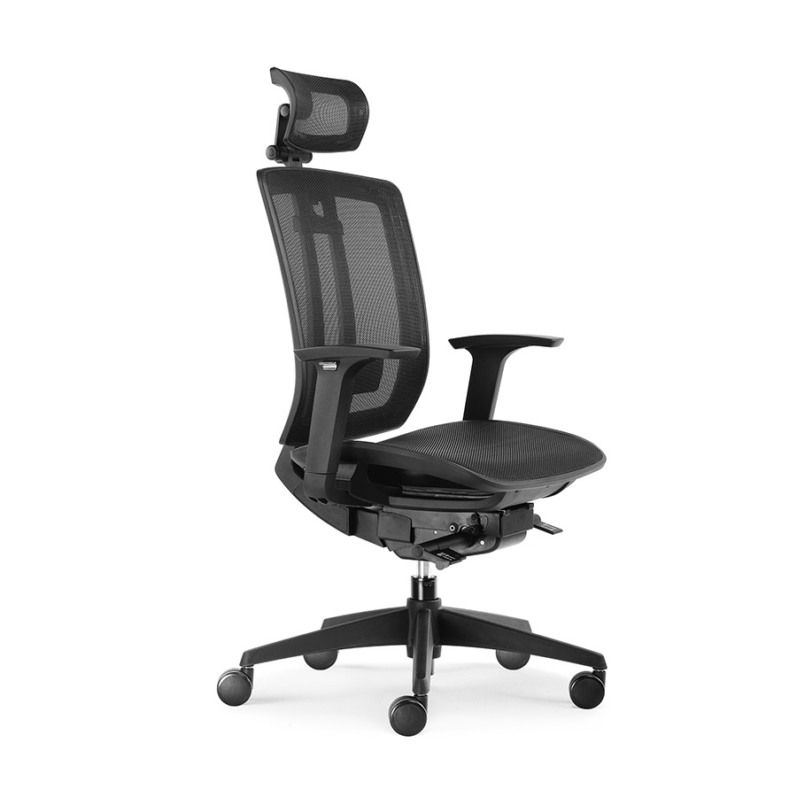 SBS216DHF.NE Sillón ASPIRE con espaldar mesh negro, reclinado sincronizado y soporte lumbar ajustable. Asiento giratorio de profundidad deslizable y altura ajustable mesh negro. Brazos de altura ajustable. Descanso para cabeza reclinabl