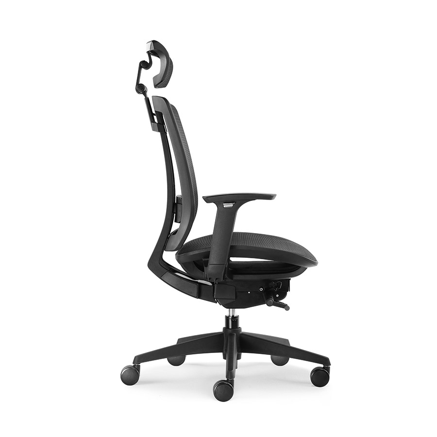 SBS216DHF.NE Sillón ASPIRE con espaldar mesh negro, reclinado sincronizado y soporte lumbar ajustable. Asiento giratorio de profundidad deslizable y altura ajustable mesh negro. Brazos de altura ajustable. Descanso para cabeza reclinabl