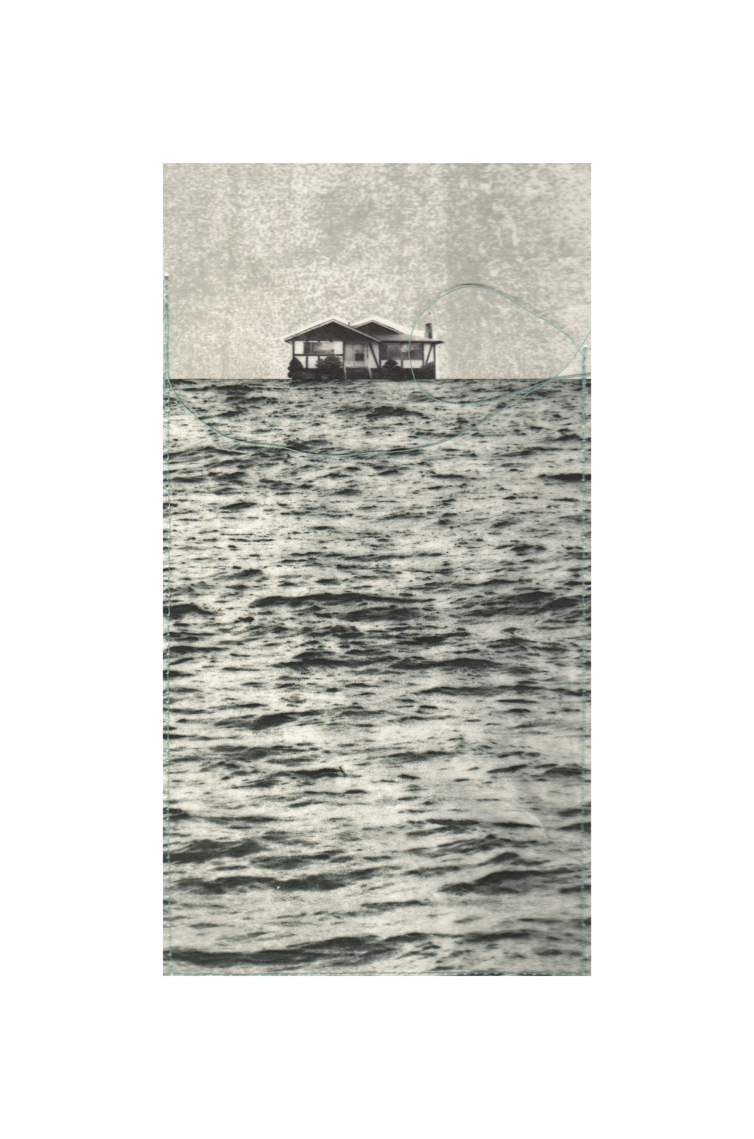 Tidal Blankets - Northeasternly Winds Etching, chine colle, thread 15” x 11”, 2010