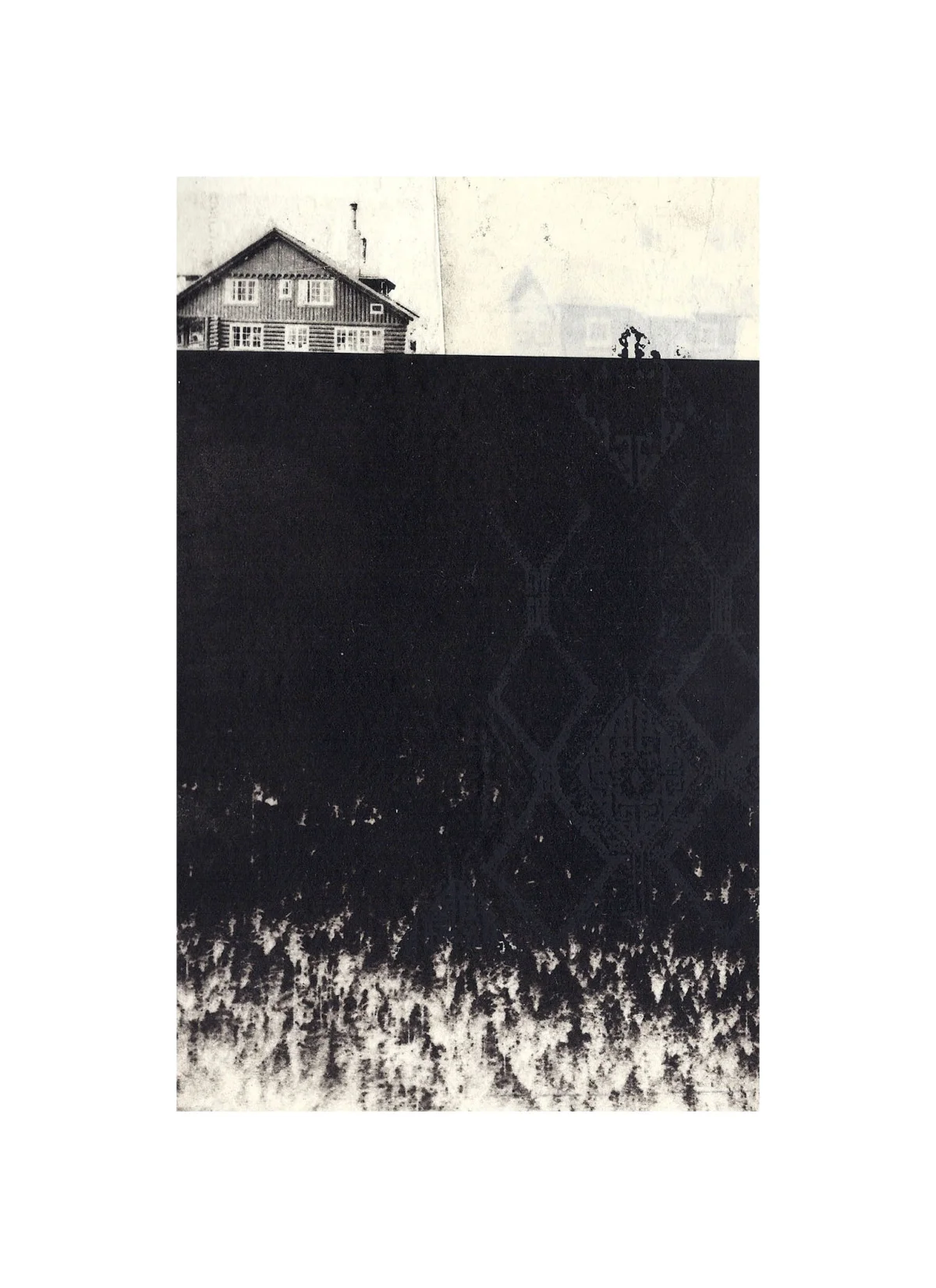 Fairweather Lodge Intaglio, screen print, chine colle, thread 15" x 11", 2012