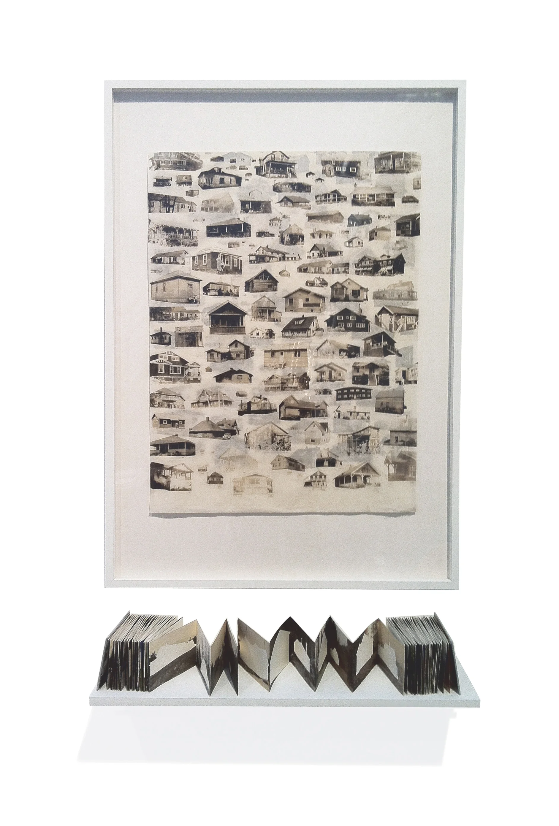 House sampler, land sampler Intaglio, screenprint, chine collé, digital and handbound book Print: 41 1/2 x 31 3/4" | Book: 6 x 4 x 3 1/2" (closed)