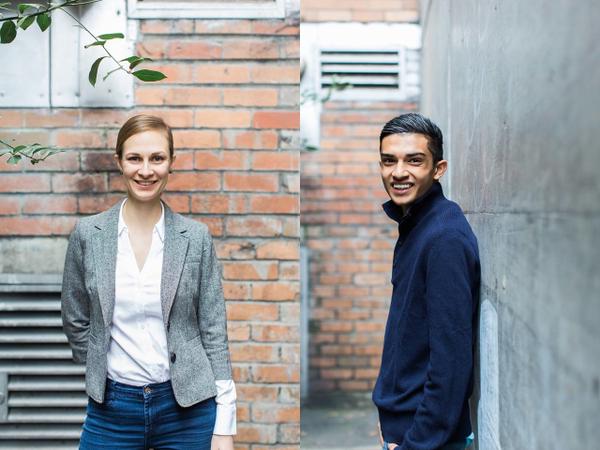 Jillian Kenny from Machinam and Taj Pabari from Fiftysix, winners in a share of $20,000 seed funding from PwC