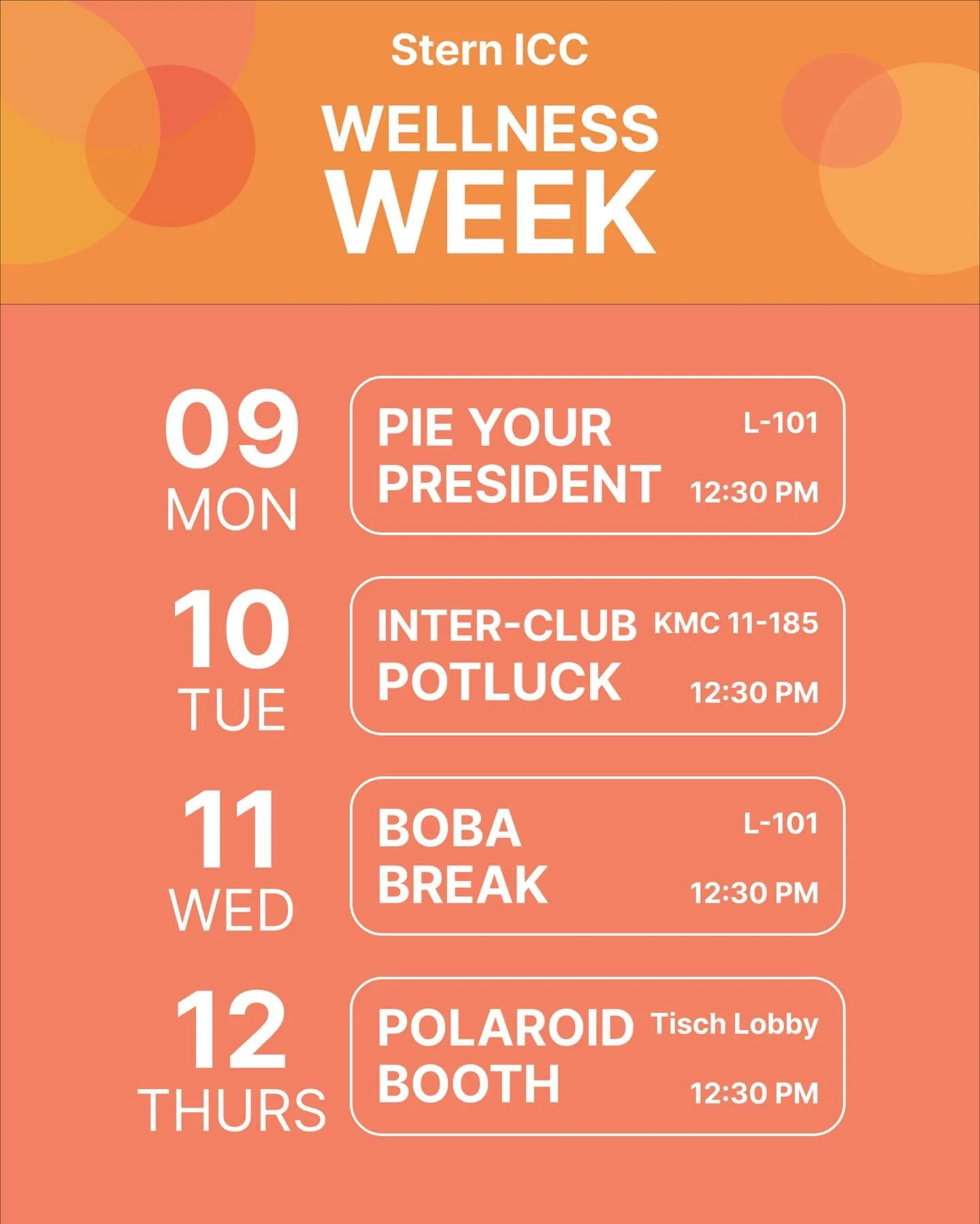 Take a break from midterms and get excited for Wellness Week from March 9-12th! 🧘&zwj;♀️🥳