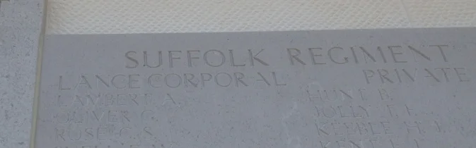 Alfred's name engraved on the Helles Memorial alongside his fallen comrades