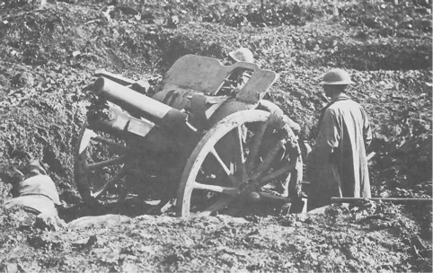 Gun crew manning a 4.5 in field howitzer