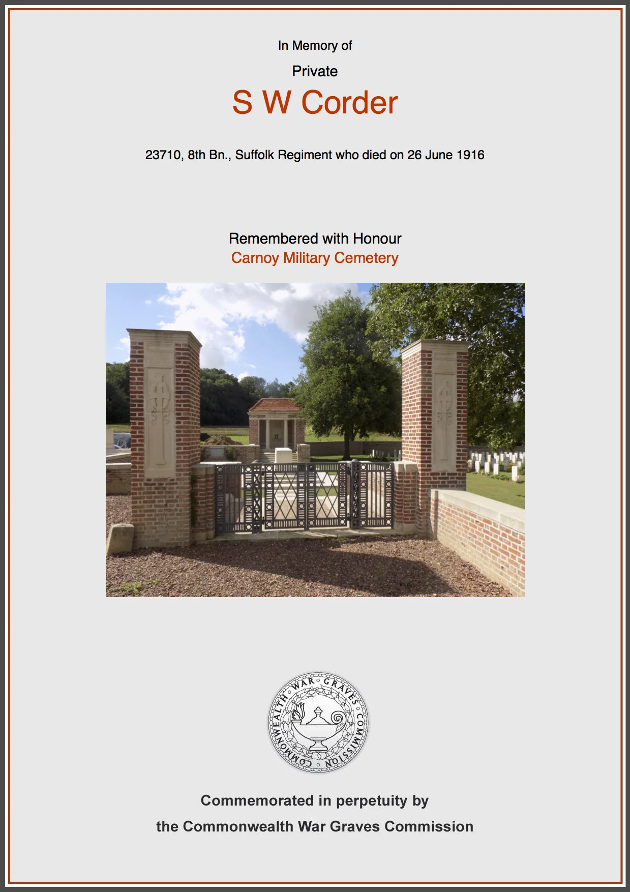 Private Stanley William Corder