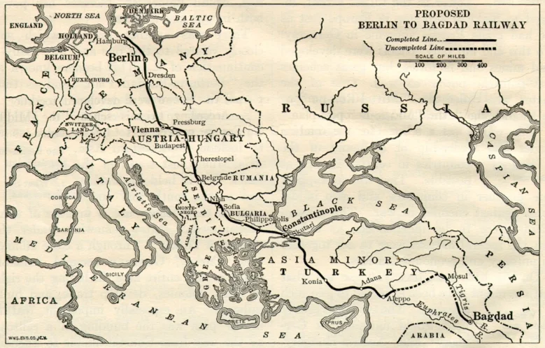 By 1916 the Ottoman empire was racing to complete the Berlin to Bagdad railway line. 