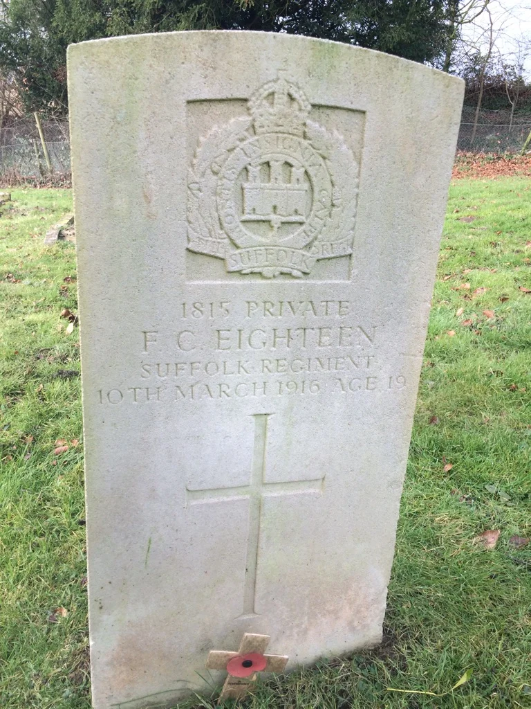 Frederick's headstone in Hadleigh Cemetery