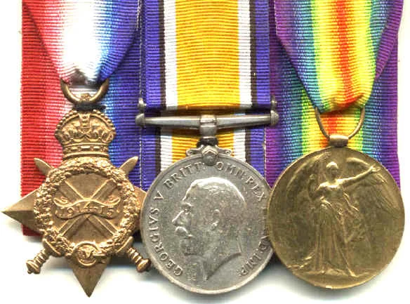 The whereabouts of Ernest's actual medals is unknown, but he was entitled to the above three medals.
