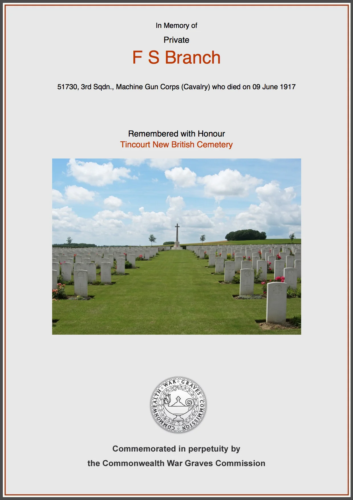 Private Frederick Branch