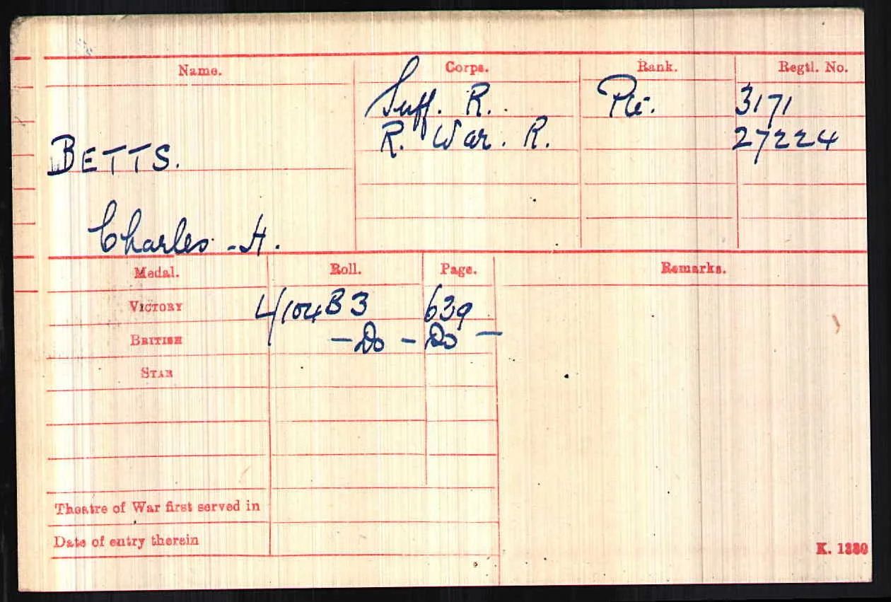 Medal Index Card