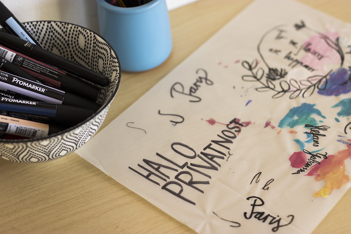 Behind the scenes - drawing on tracing paper allows me to scan the drawings hassle-free.