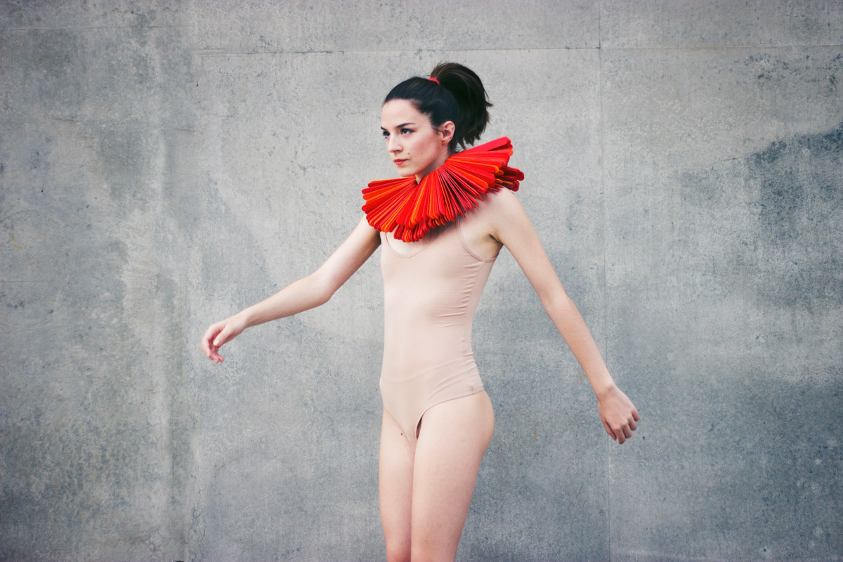 Model with red jewelry