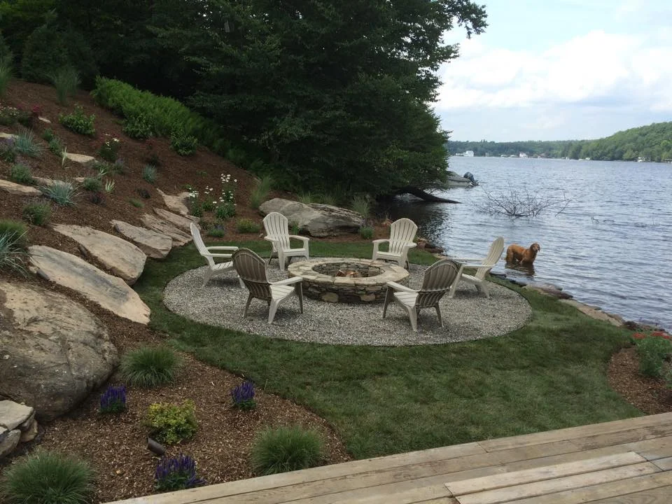 Lake Tennanah fire pit and patio by Landworx of NY. 