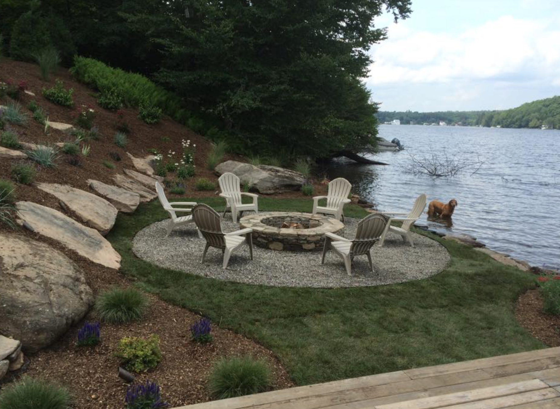 Stunning fire features - outdoor fireplace and fire pit in Pine Island NY