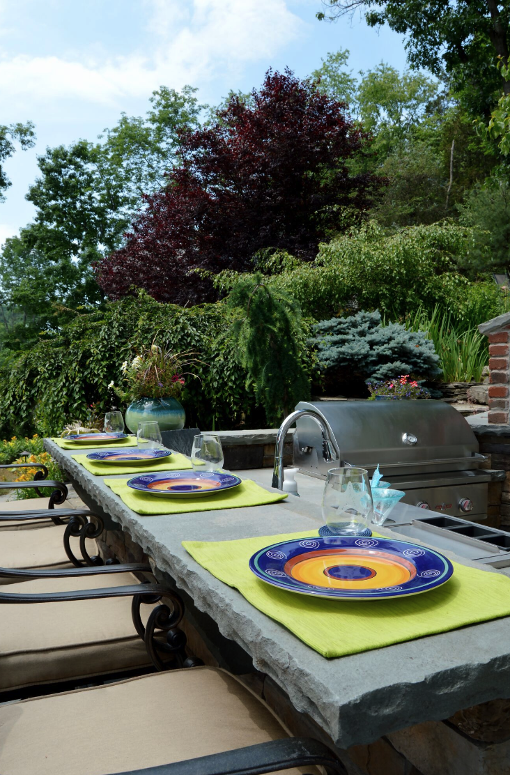 Finest landscaping in Chester NY - outdoor kitchen with custom masonry