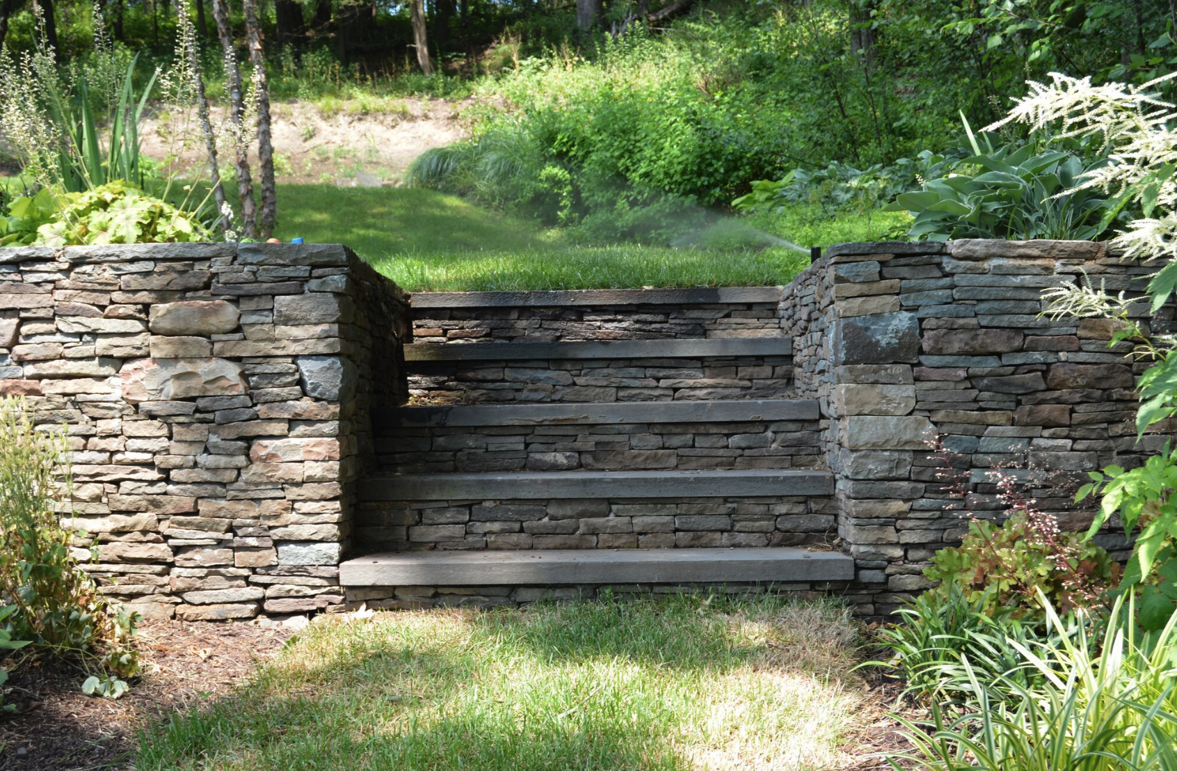 Landscape design with retaining wall in Goshen NY