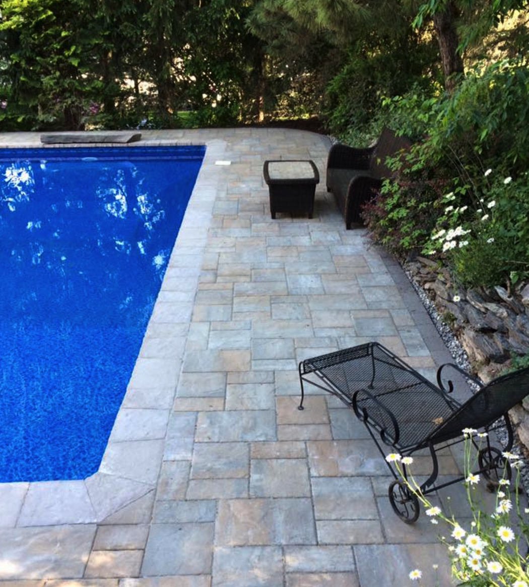 New patio with swimming pool in Pine Island NY