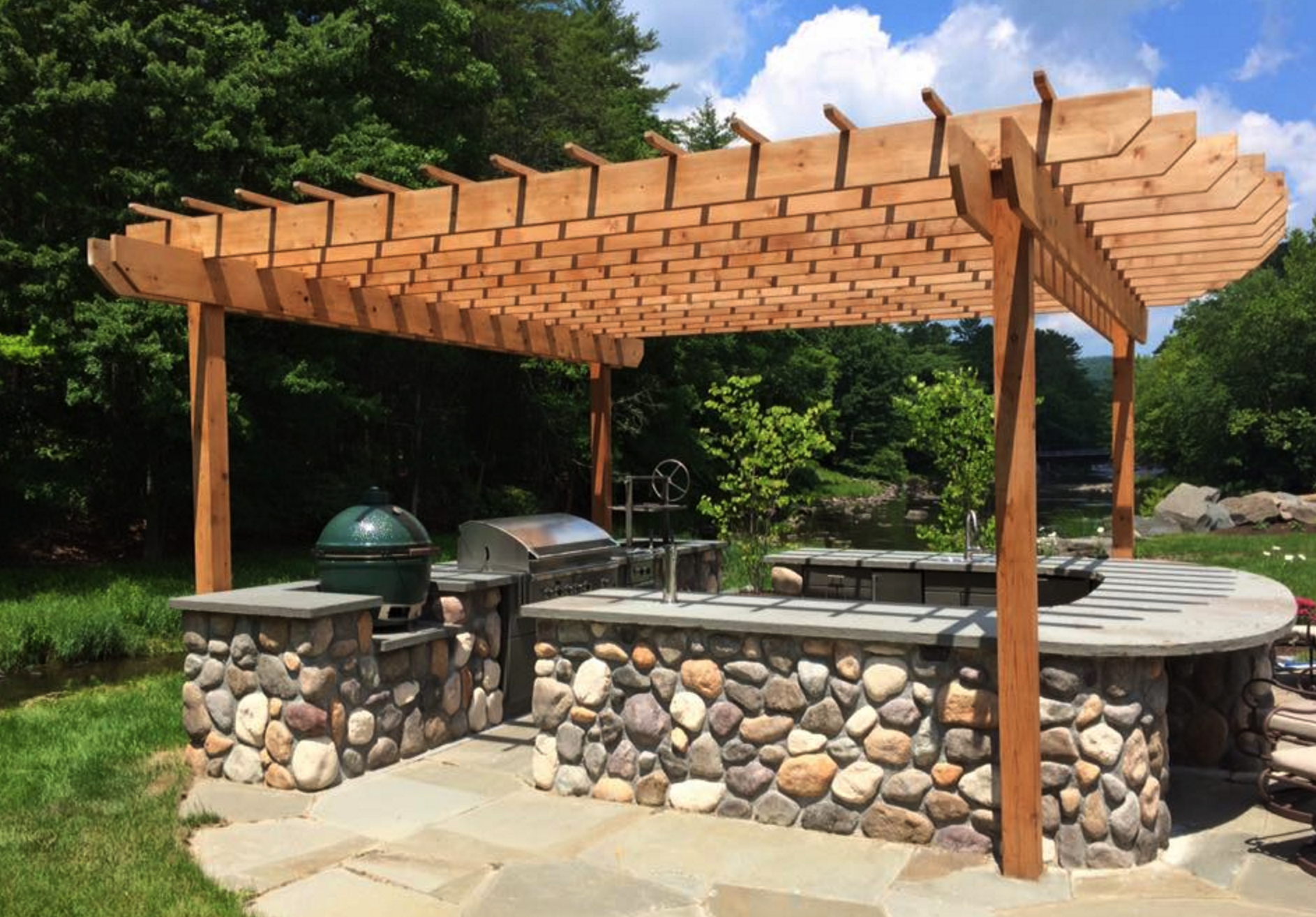 Patio in Bethel NY - pergola and outdoor kitchen - landscaping in Bethel, New York